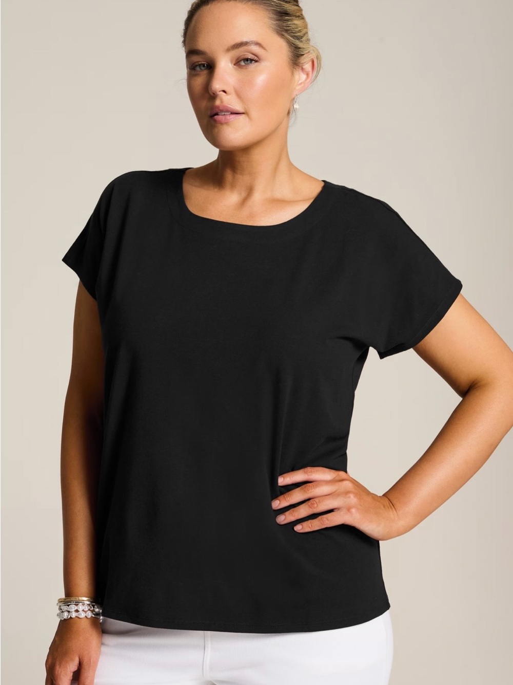 J. Jill Black Short-Sleeve Crewneck Tee